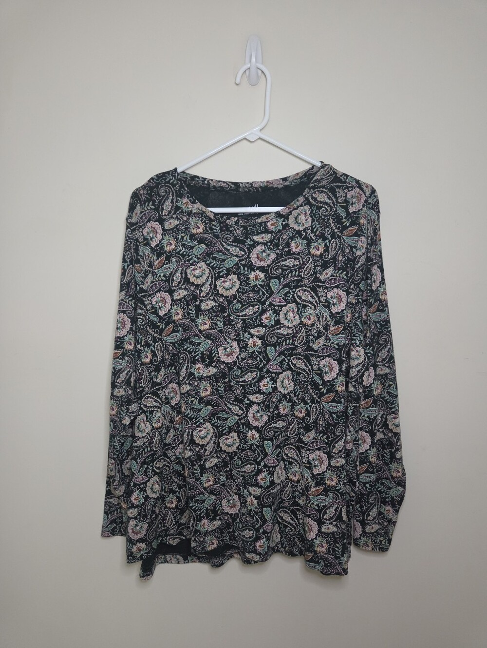 Women's J Jill Paisley Print High Low Long Sleeve Shirt Sz XL